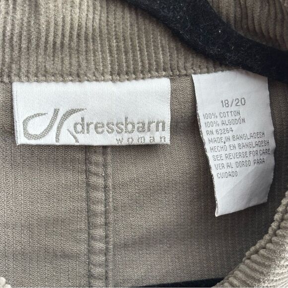 Dress Barn Gray 100% Cotton Corduroy Jacket Sz 18/20 - Picture 5 of 5
